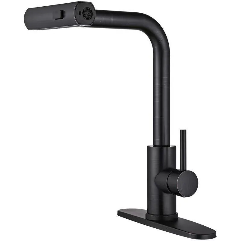 Pull-Out Kitchen Faucet with 4 Spray Modes 360 Swivel Waterfall Mixer Tap