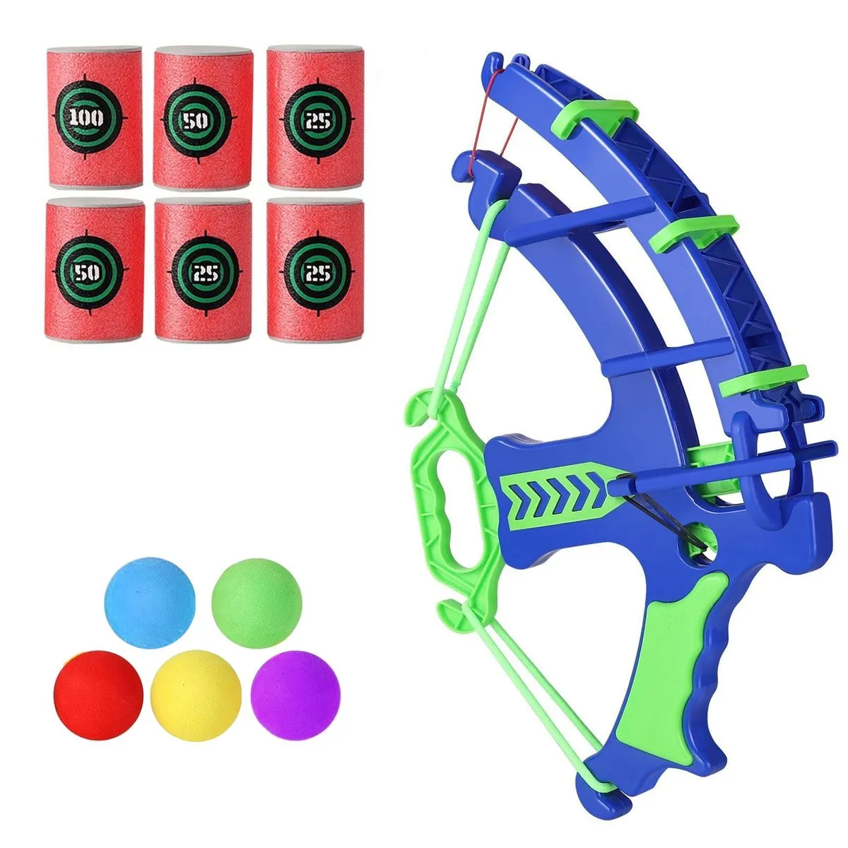 Kids Toy Bow withTarget Cans For Indoor and Outdoor - Blue