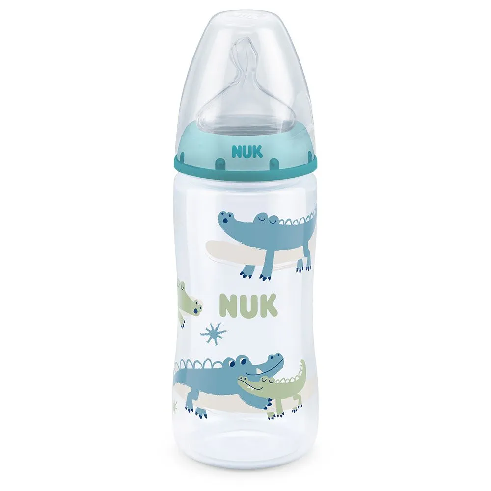 NUK 6-18 Months Temperature Control Bottle 300ML - Crocodile