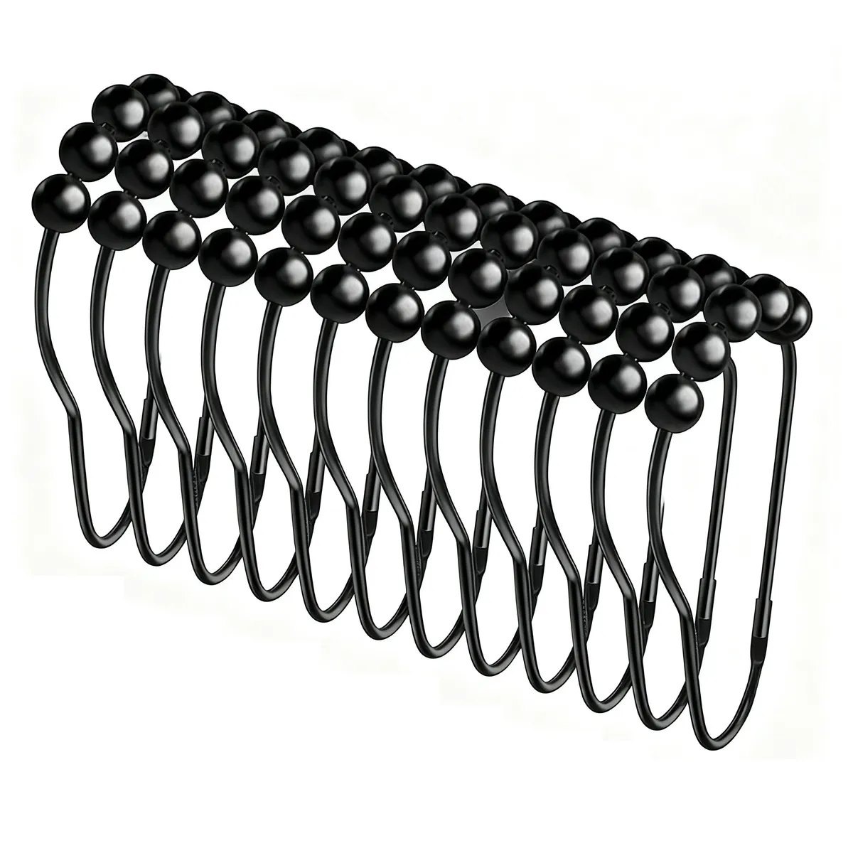 12PCS Shower Curtain Hooks, Black Rust Proof for Bathroom Shower Rods