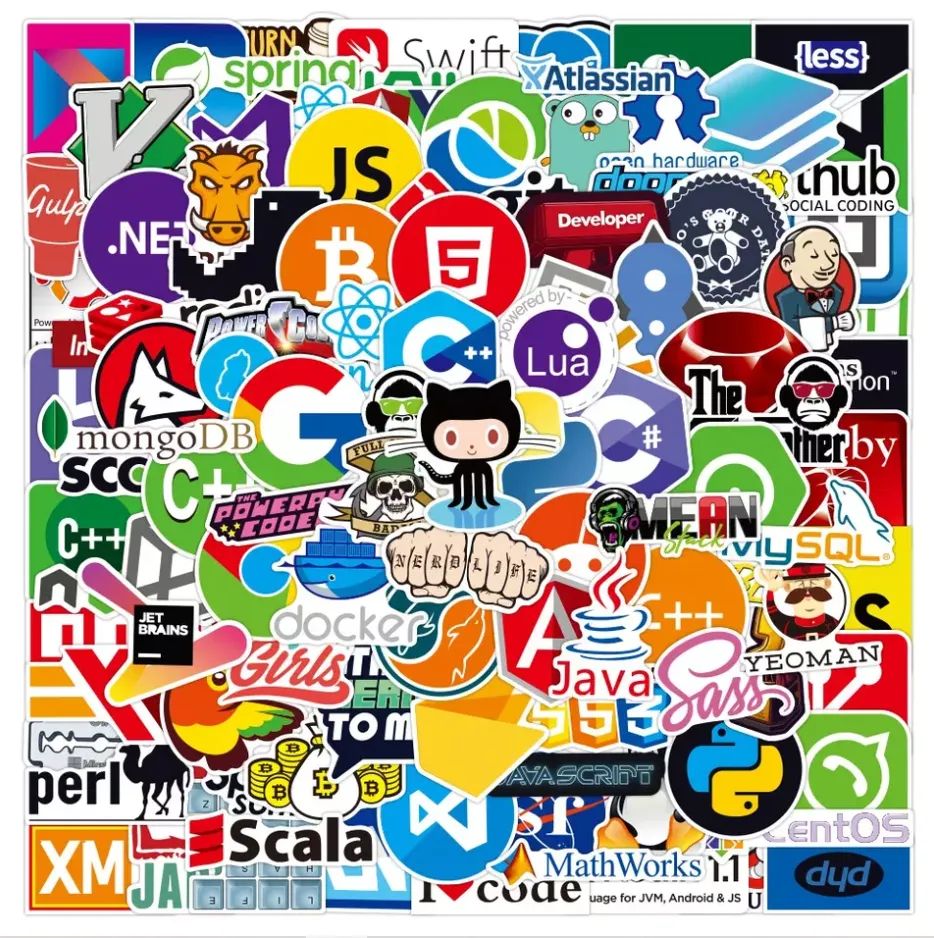 50Pcs Programming App Software Stickers Variety Pack Laptop/Computer/PC