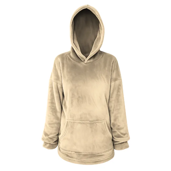 Baby/Toddler-Oversized fleece Hoodie with front pocket - Stone