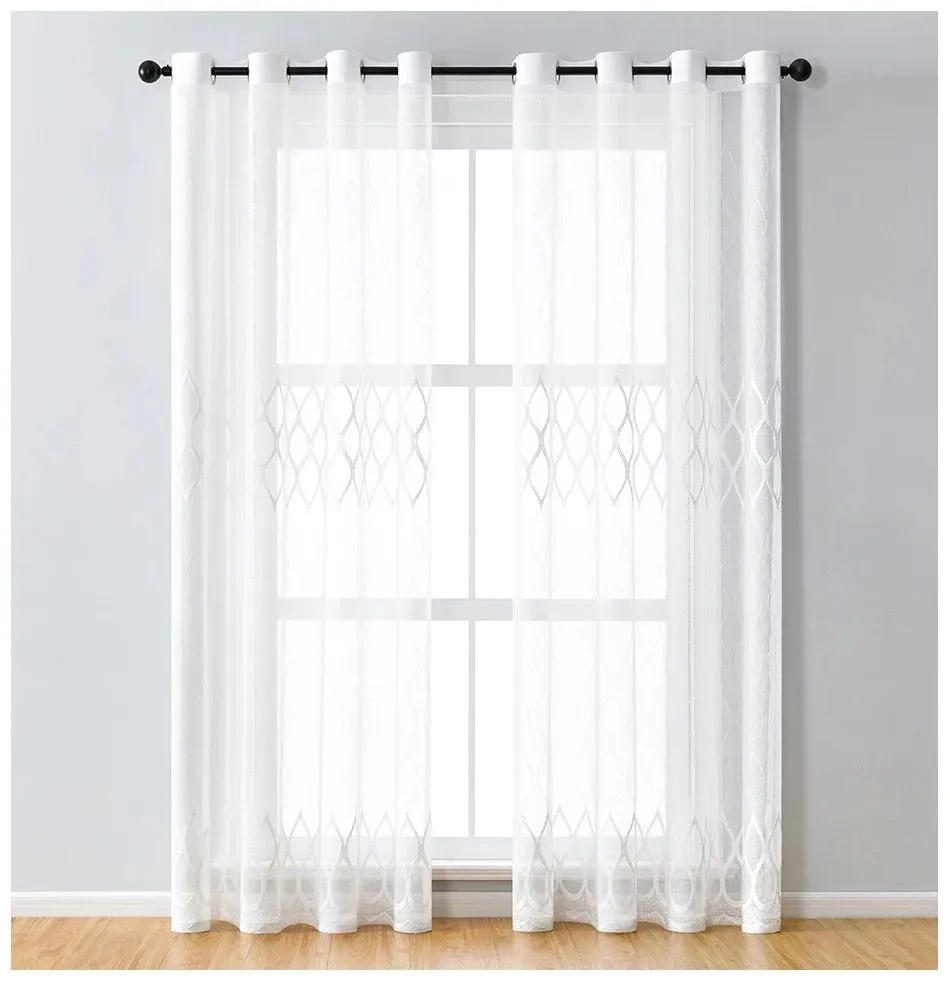 Readymade Sheer Voile Living Room Eyelets Curtains 250 W X 250 H