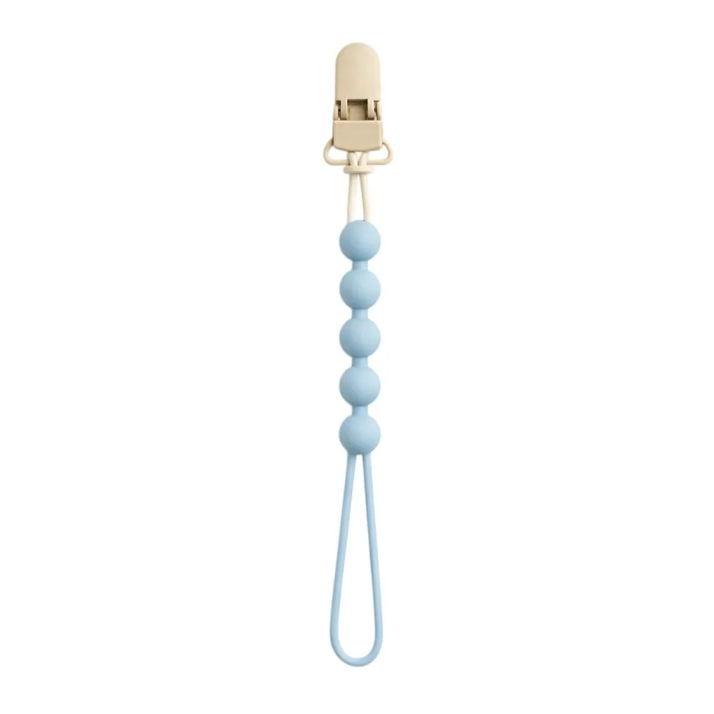 2 Pack - Silicone Beaded Pacifier With Plastic Clip - Blue