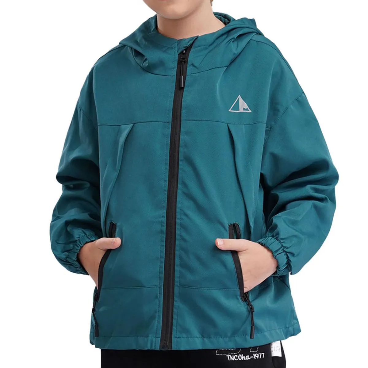 Kids Hooded Jacket Coat Zip Up Long Sleeve Waterproof Jacket Outerwear