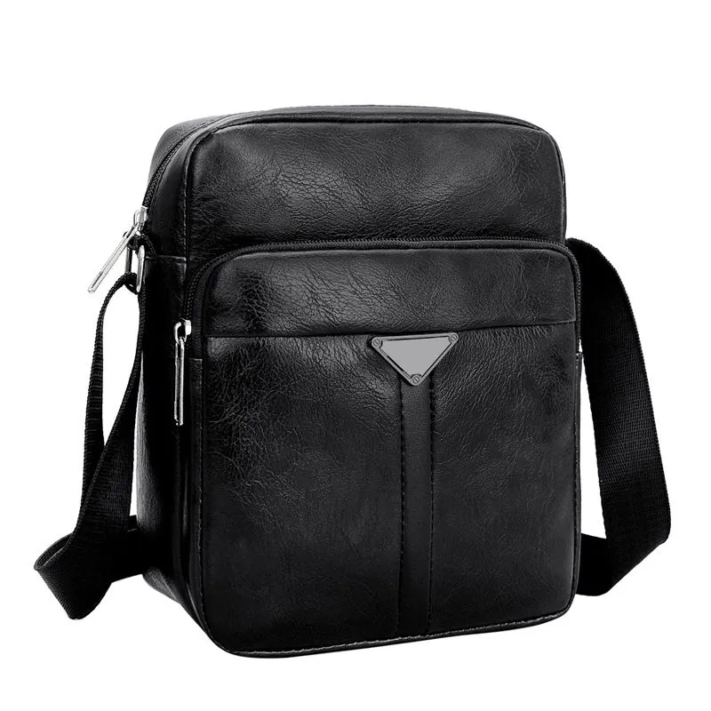 Vintage Men Bag PU Leather Shoulder Bag - Black38