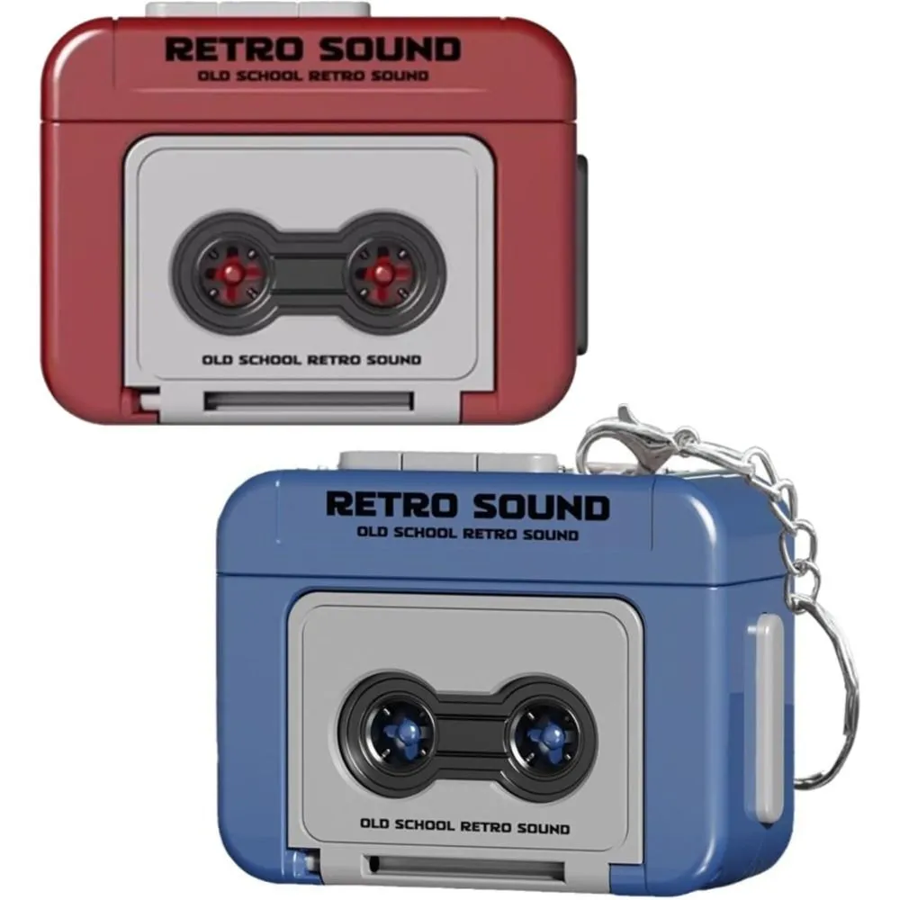 2 Pcs Creative Mini Tape Recorder Keychain - Retro Cassette Player Portable