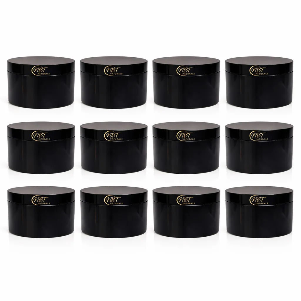 NBT Naturals Cosmetic Jar & Lid - 85 mm Neck - Black - 250g (12 Pack)