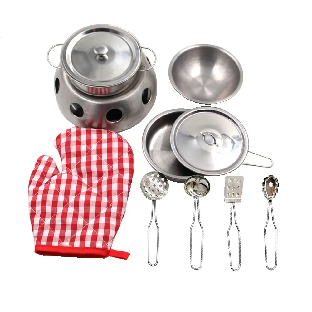 11-In-1 Mini Kitchen Pretend Cooking Toy Cookware Playset Set for Kids