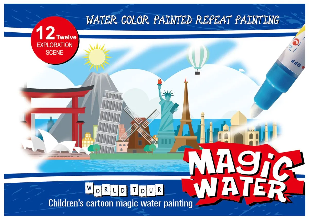 Reusable Magic Water Coloring Book - World Tour Series
