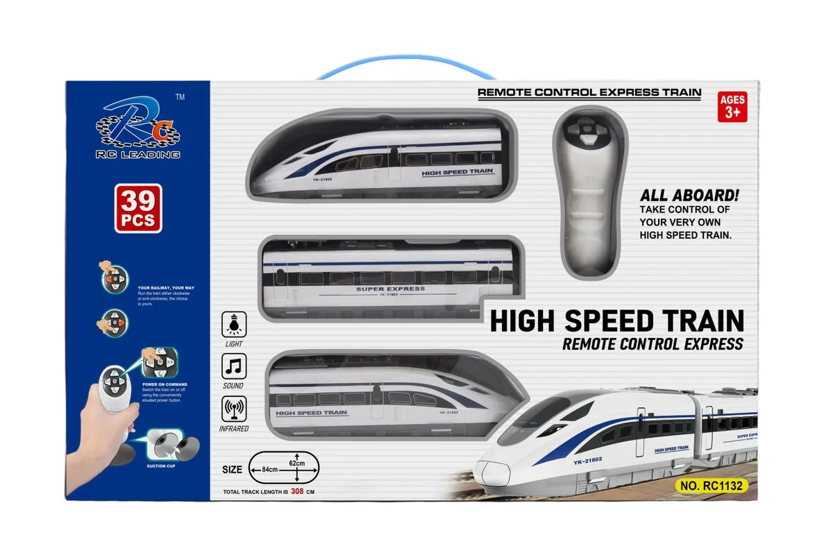 RC Leading - R/C High-Speed Train Set 3m with lights & Sound - 39 Pieces