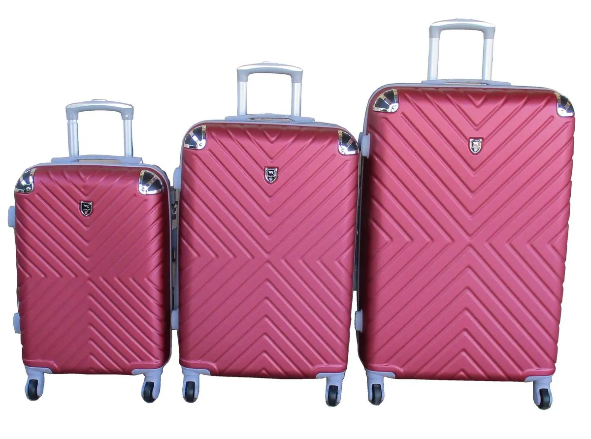 3-Piece Travel 28-Inch Luggage Suitcase Bag Set - Stylish - Red