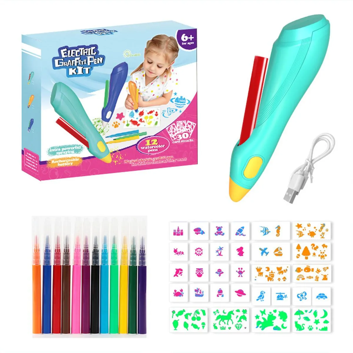 Electric Inkjet Drawing Pens - Washable Multifunctional Inkjet Tool