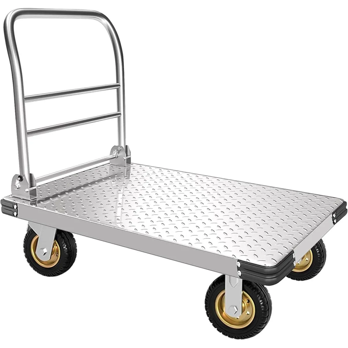 Heavy Duty Platform Truck Steel Large Flatbed Cart With Wheels-500KG