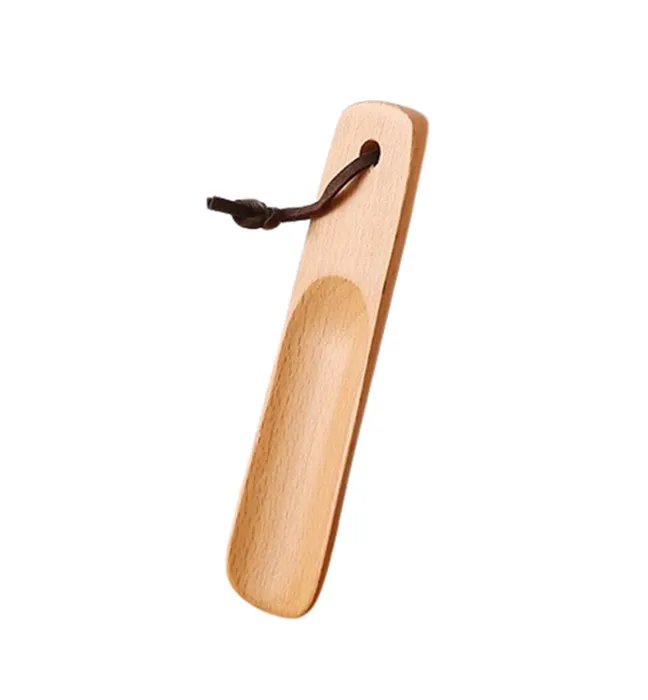 Short-Handle Shoehorn - Beech Wood - with Rope - 16cm - by EMPORIUM