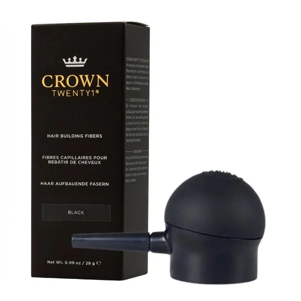 CROWN Hair Fibers Hair Loss Concealer (28g) & Applicator Combo - Black