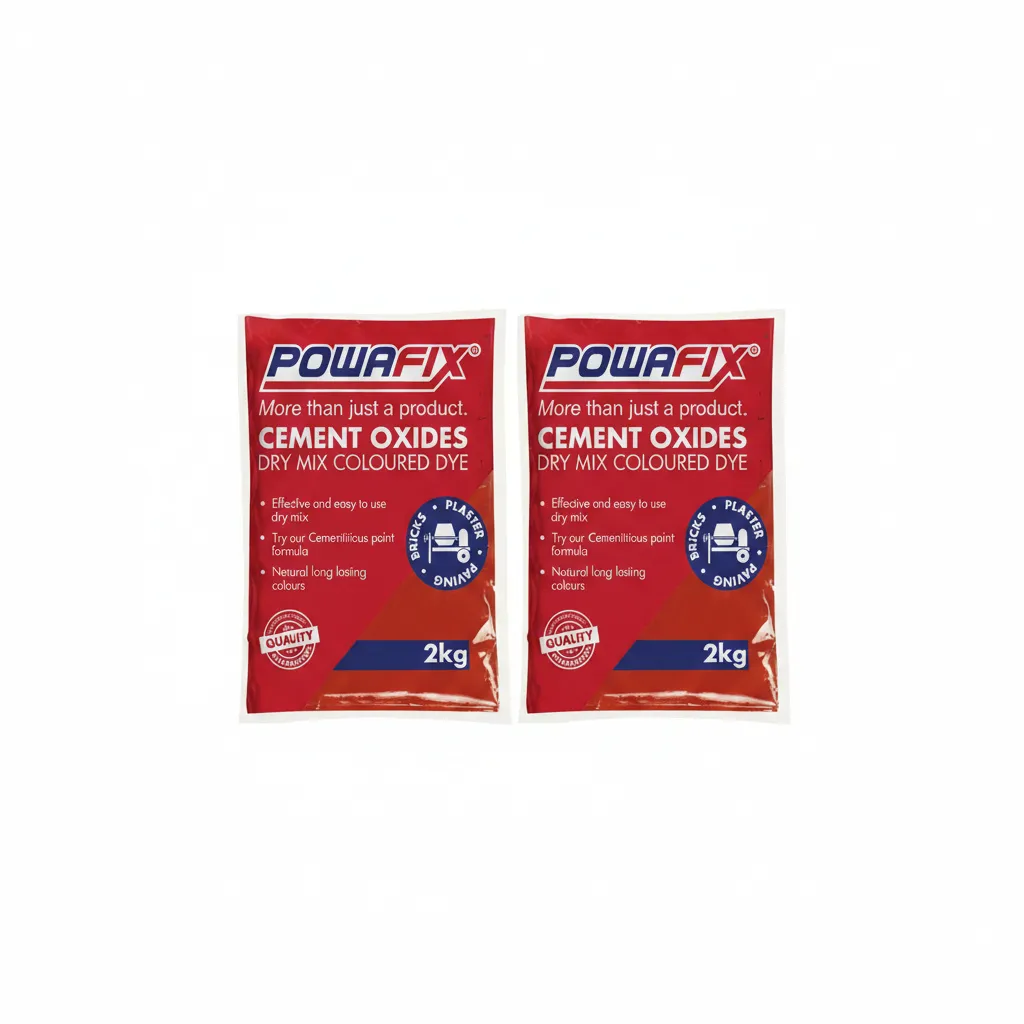 Powafix Red Cement Oxide Powder 2kg - Color Admixture for Concrete - 2 Pack