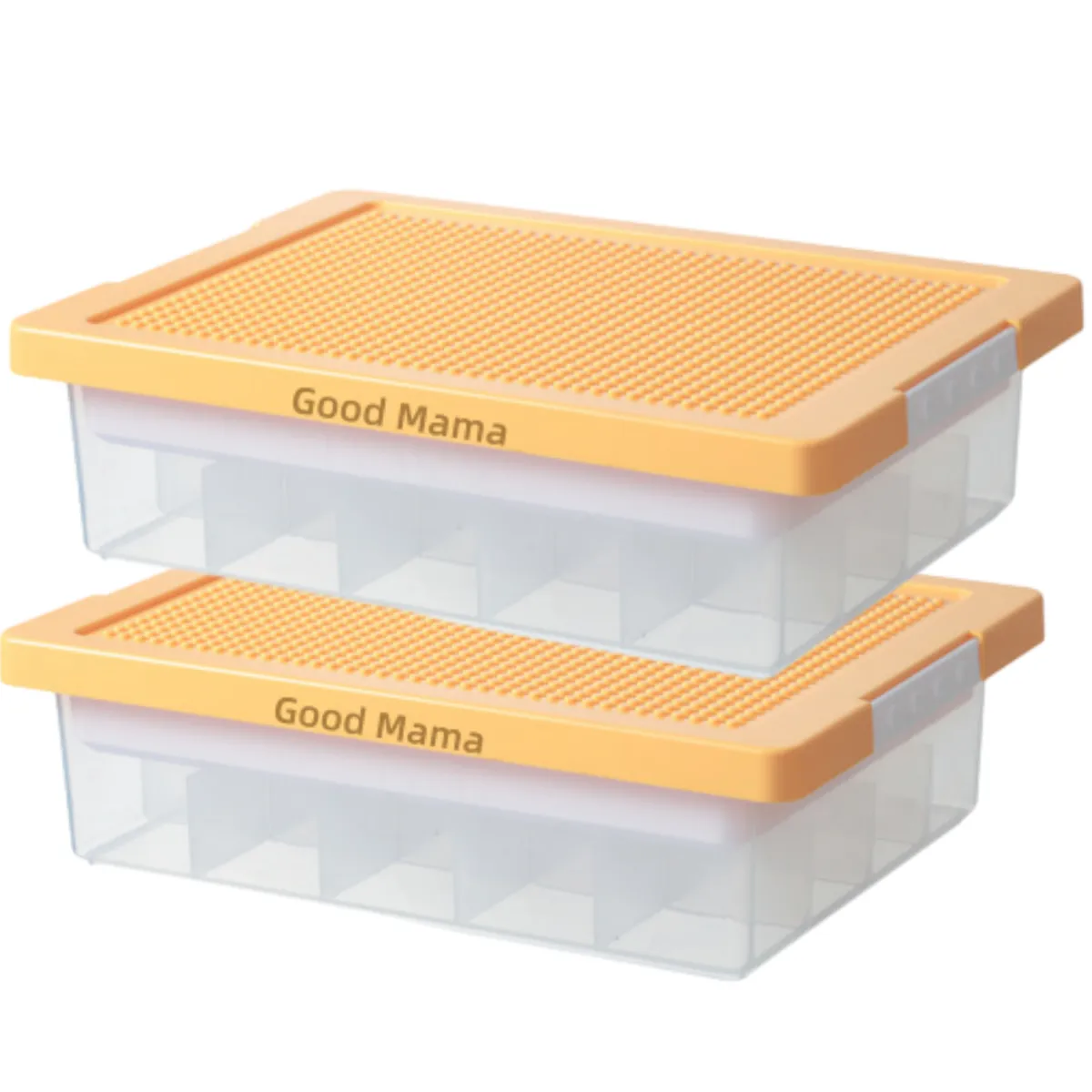 GoodMama 2Pack Building Blocks Storage Organizer Toys Box with Lids - Yellow