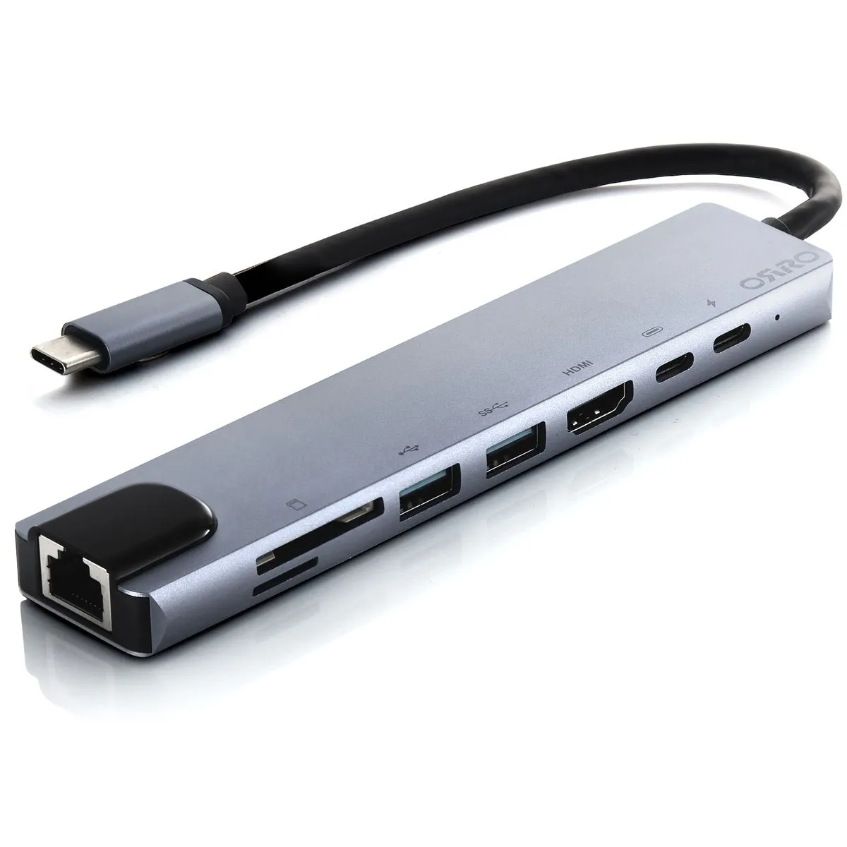 ORRO 8-in-1 Type-C Hub - 40Gbps Thunderbolt, HDMI, USB C & A,Ethernet,SD/TF - Home