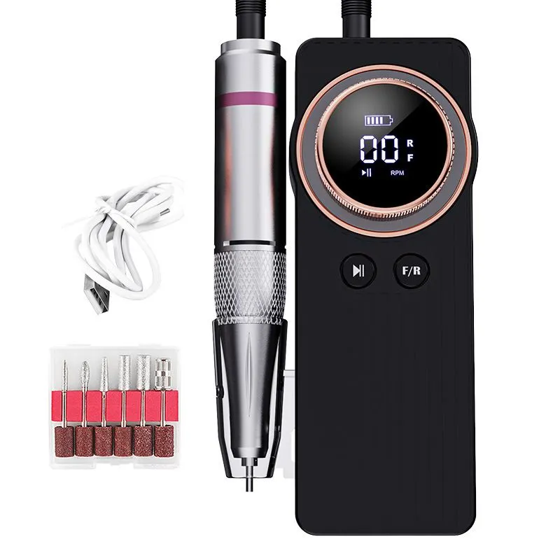 Electric Nail Drill Machine, Professional 35000RPM Portable, Rechargeable - Black