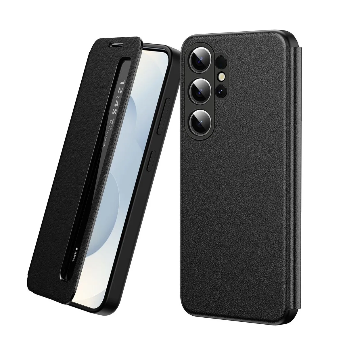 Smart Window PU Leather Flip Cover Compatible With Samsung Galaxy S26 Ultra - Black