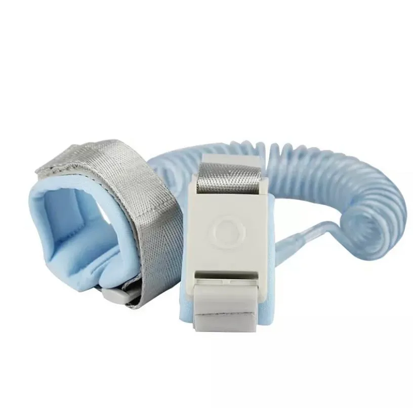 Children magnetic lockable safety wrist band / harness with wires - Blue