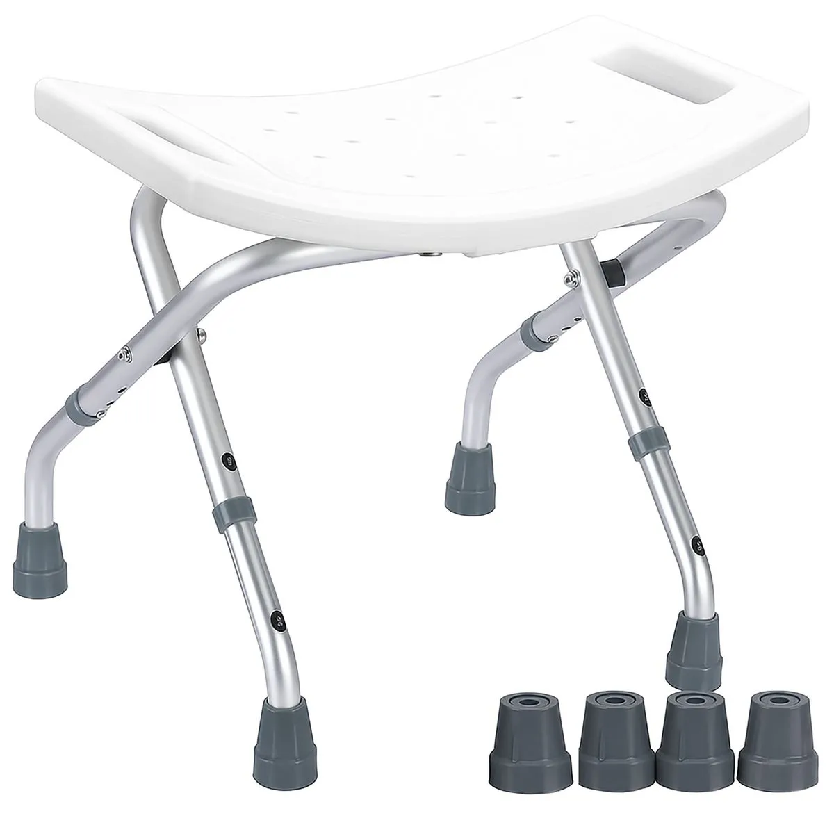 44cm Foldable Aluminum Shower Chair - Non-Slip Bath Seat for Elderly