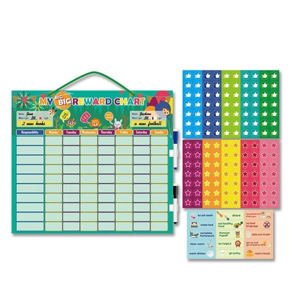 Magnetic Reward Chore Chart - Dry Erase Behavior Board with Markers