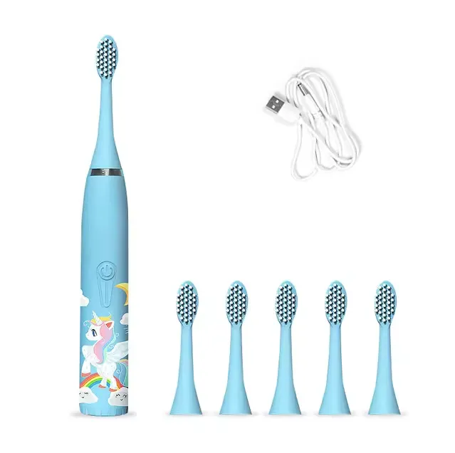 Veeway Kids Sonic Electric Toothbrush - 6 Head Replacements - Baby Blue 