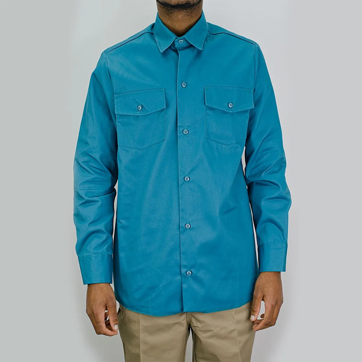 Dickies Mens Button Up Long Sleeve Work Shirt - Teal