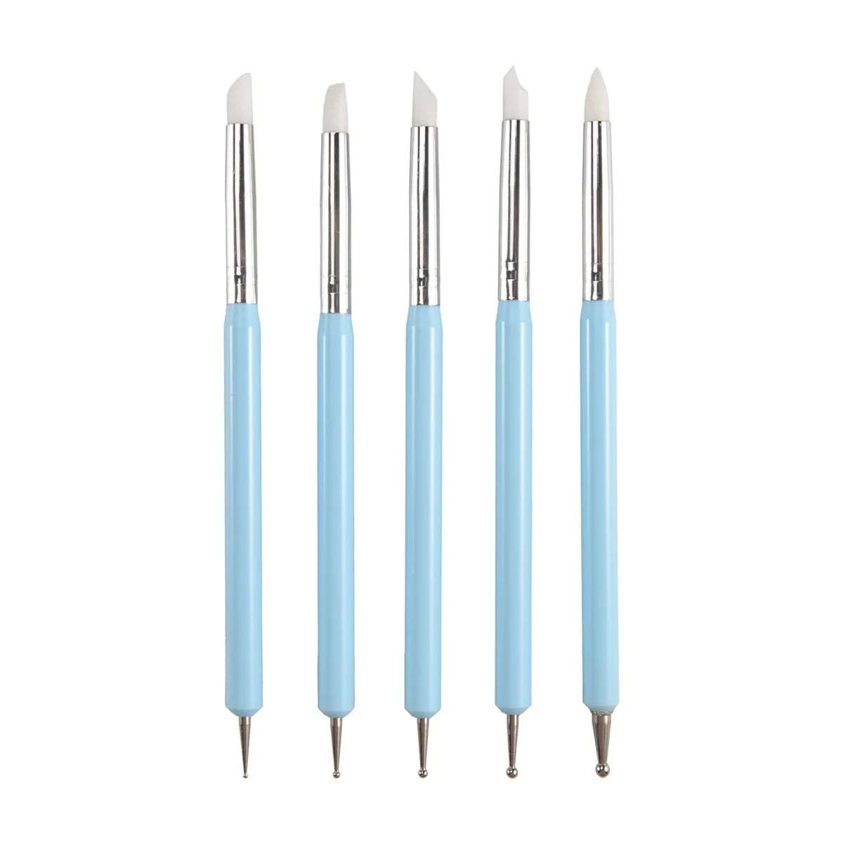 5X 2 Way Ball Styluses Dotting Tool Silicone Color Shaper Brushes Pen