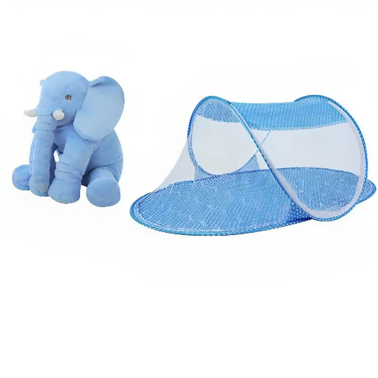 Combination Of Elaphant Pillow & Baby Sleeping Net-ngat - Blue