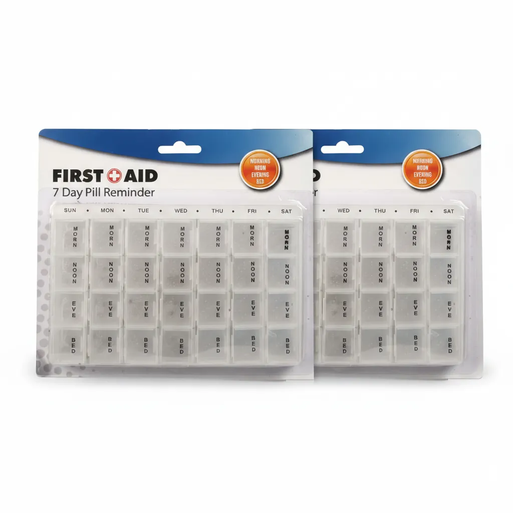 Pill Reminder 28 Divisions Weekly Organizer for Medication - 2 Pack