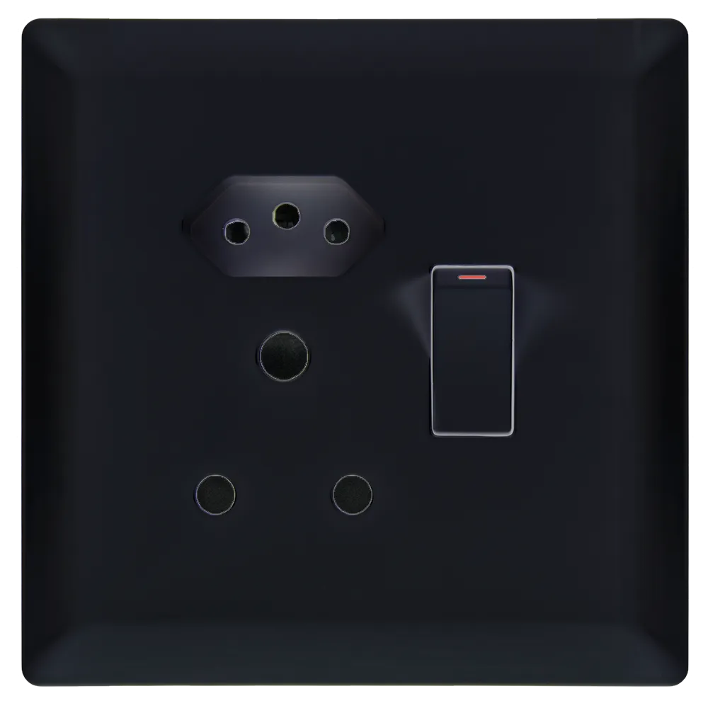 Single Socket 16Amp + Euro Socket 4x4 - Black