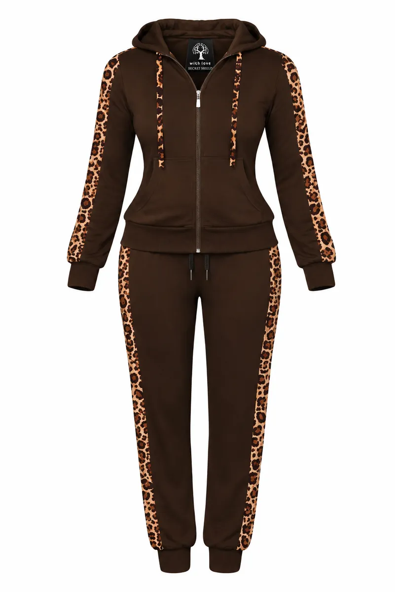 Secret Shield Cocoa Leopard Statement Tracksuit
