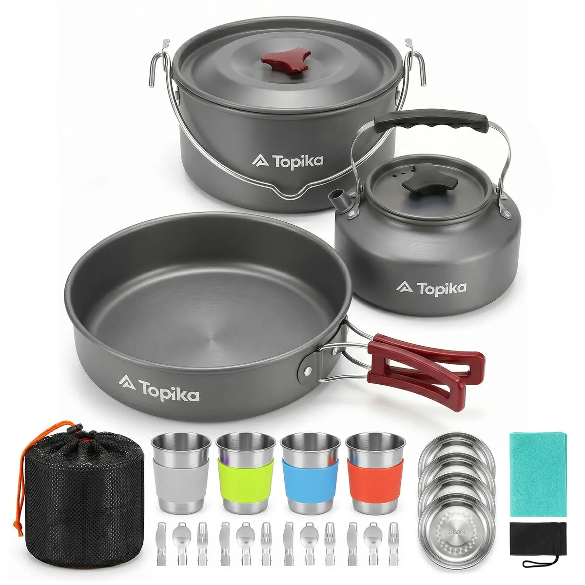 Topika Outdoor Cooking Set 22pcs, Camping Kits, Camping Cooker And Utensils