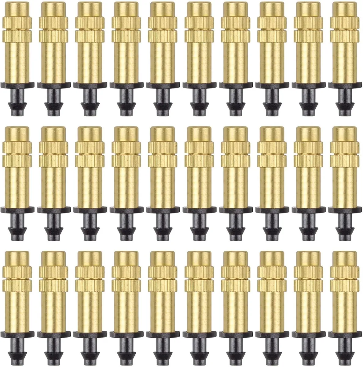 Drip Irrigation Spray Emitters Adjustable Atomizing Nozzles Brass - 30 Pack