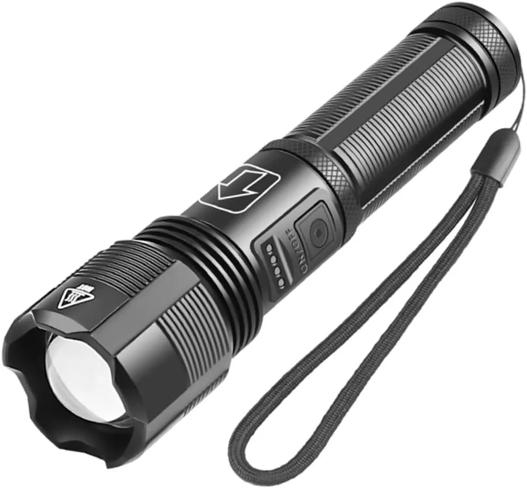 USB Flashlight with Strong Lighting Zoom Compact Design for Camping Hiking