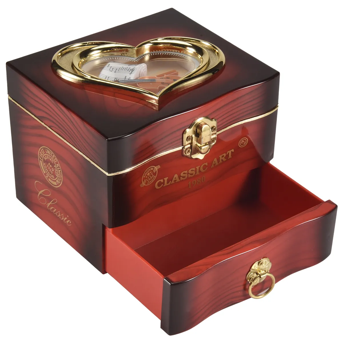 Rotating Ballerina Music Box Clockwork Plastic Jewelry Box Red
