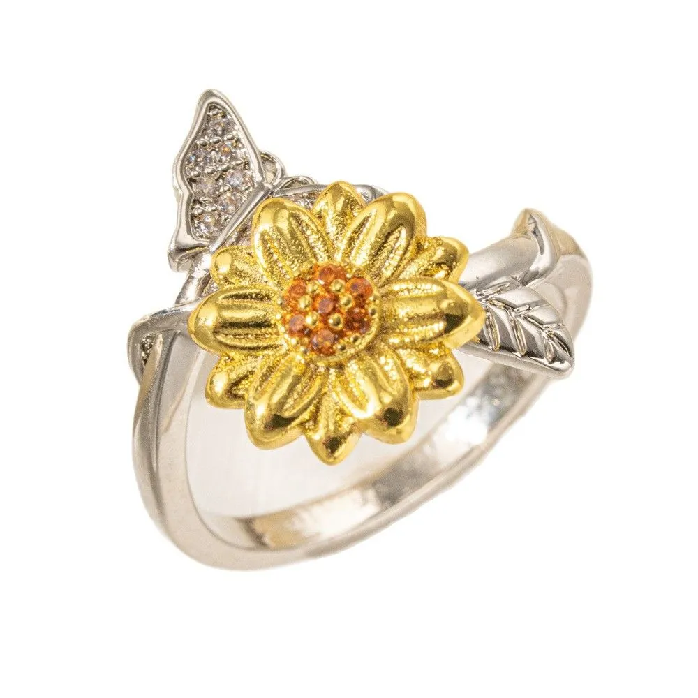 Rotating stress-relieving adjustable zircon ring with an opening for simpli