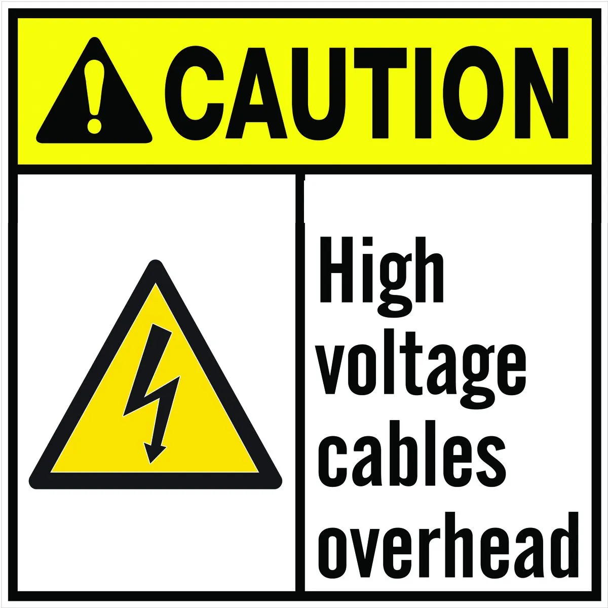 Caution High Voltage Cables overhead sign 29x29cm -2 Pack