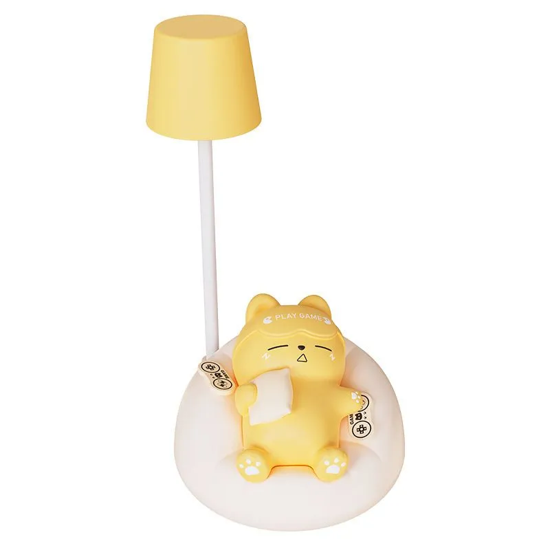 Cute Sleepy Cat Pat Night Light, 3-Level Adjustment, Bedside Eye Care Lamp - Blue