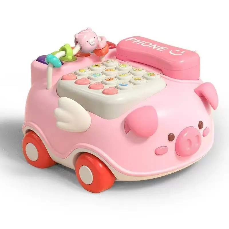 Cute Pig Shape Baby Phone Toy With Light & Music, Multi-Function Educationa