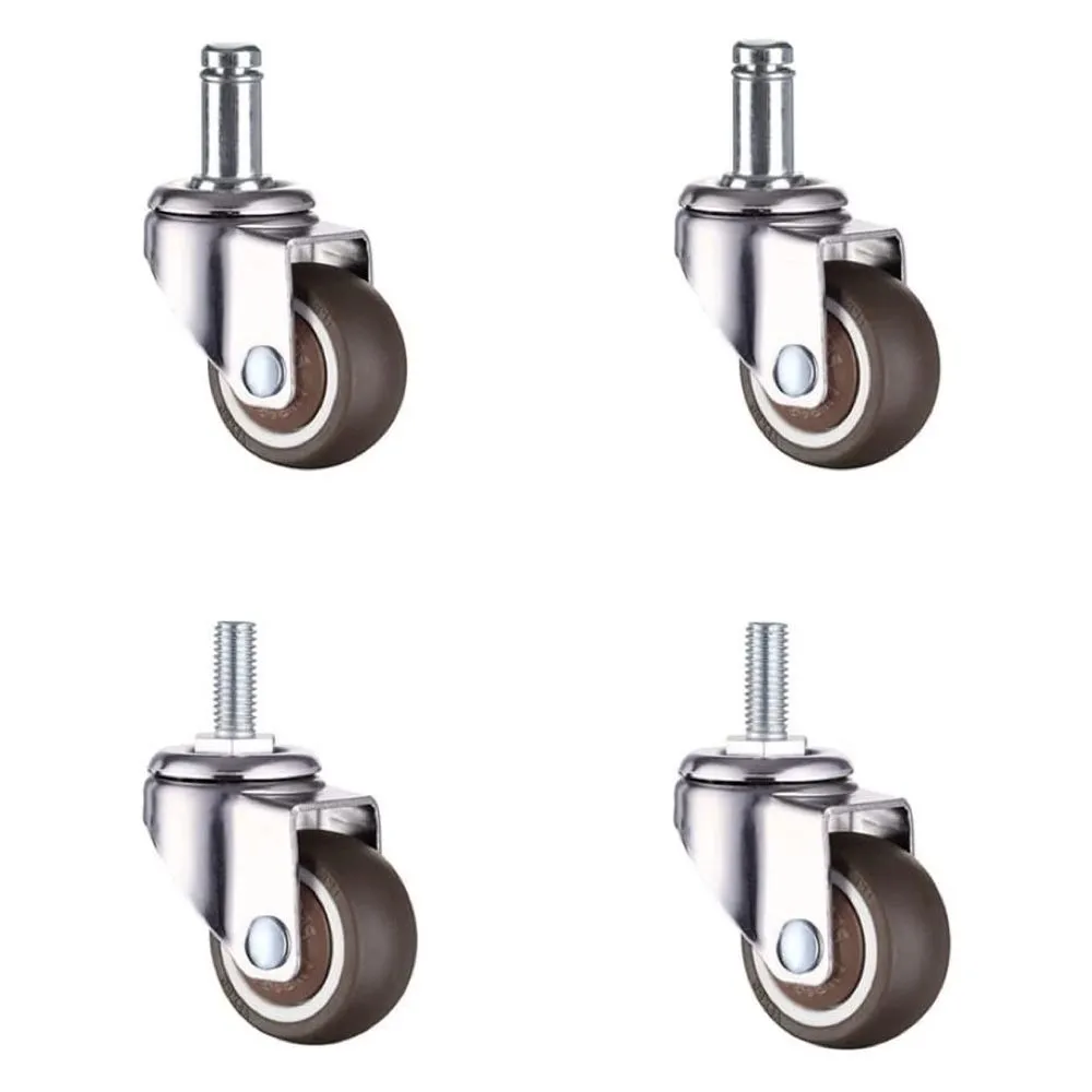 Tool Heavy Duty M6 Nylon Silent Swivel Caster Wheels Set Of 4 (3.8cm) - Brown