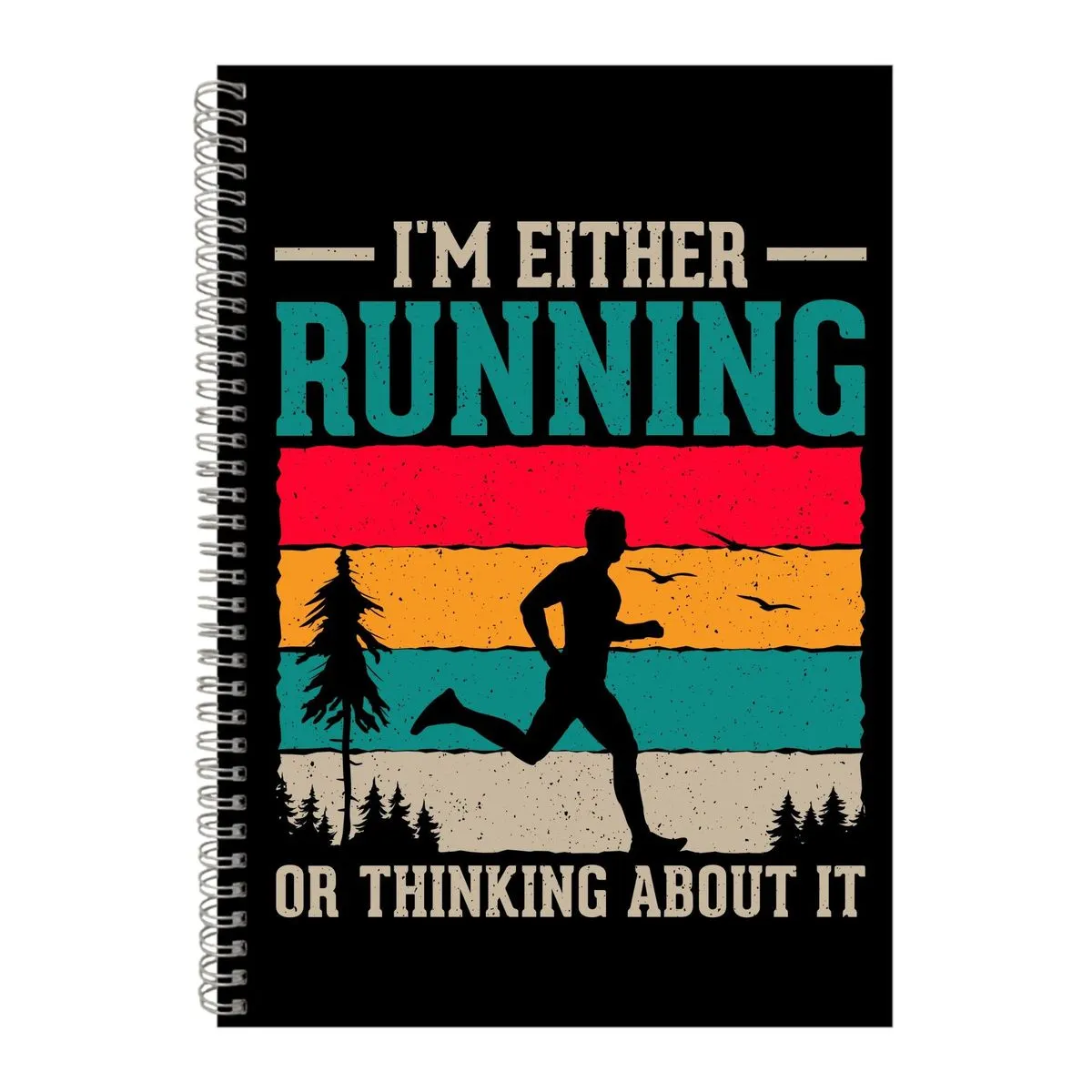 Thinking A4 Notebook Spiral Lined Running Graphic Saying Notepad Present178