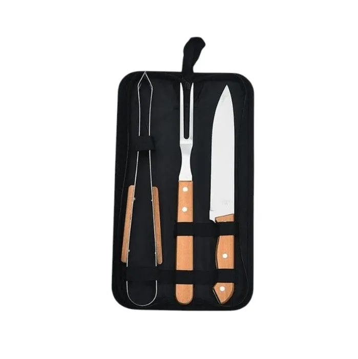 BBQ Tools Set Outdoor with Carry Case Set of 3 Utensil