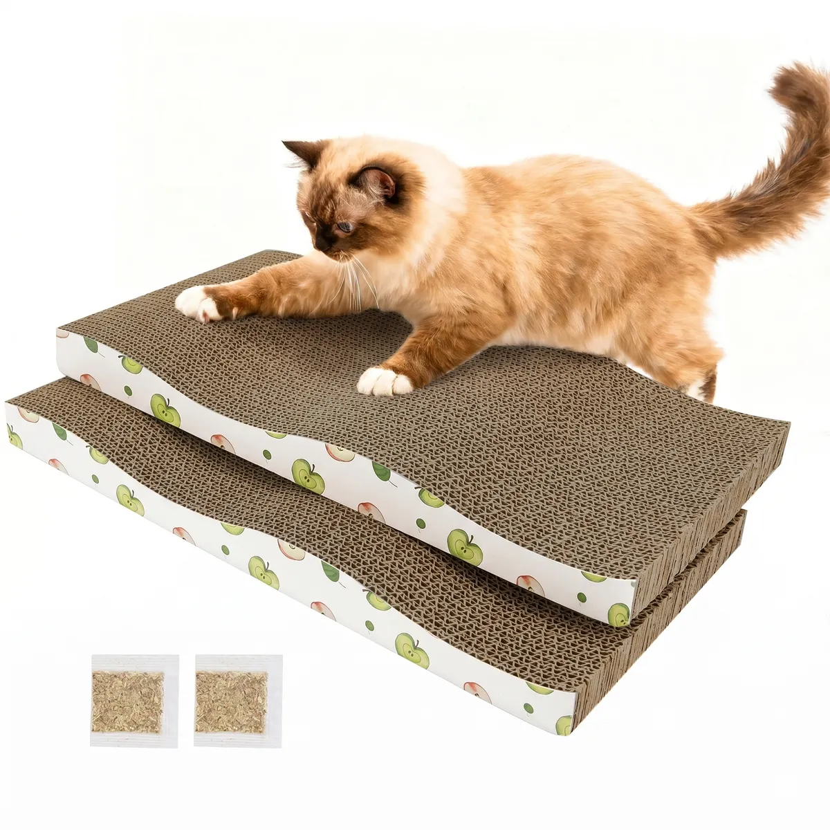 Topika Cat Scratching Board 2pcs, Curved Corrugated Scratch Pad