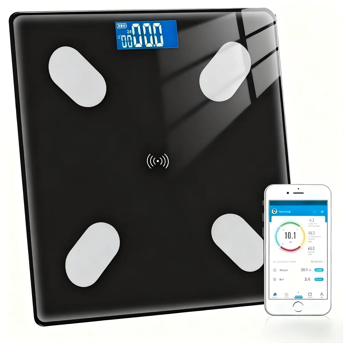 Simpfun Scales for Body Weight and Fat Digital Smart Scale with Led Display - Black