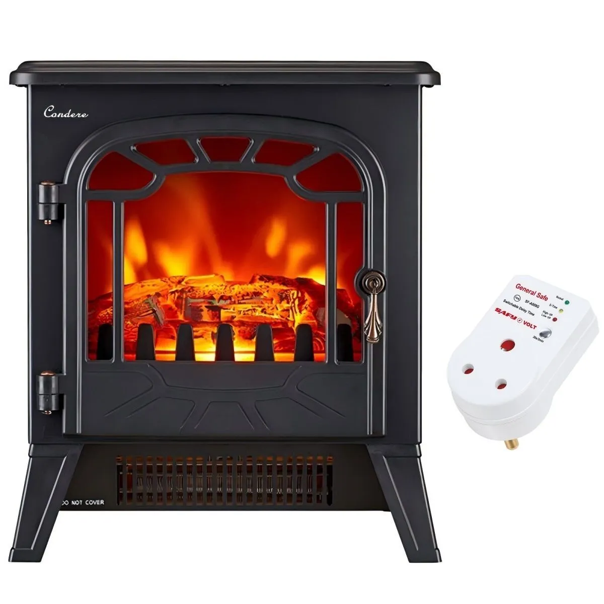 CONDERE Electric Heater Fireplace Heater with Free Voltage Protector