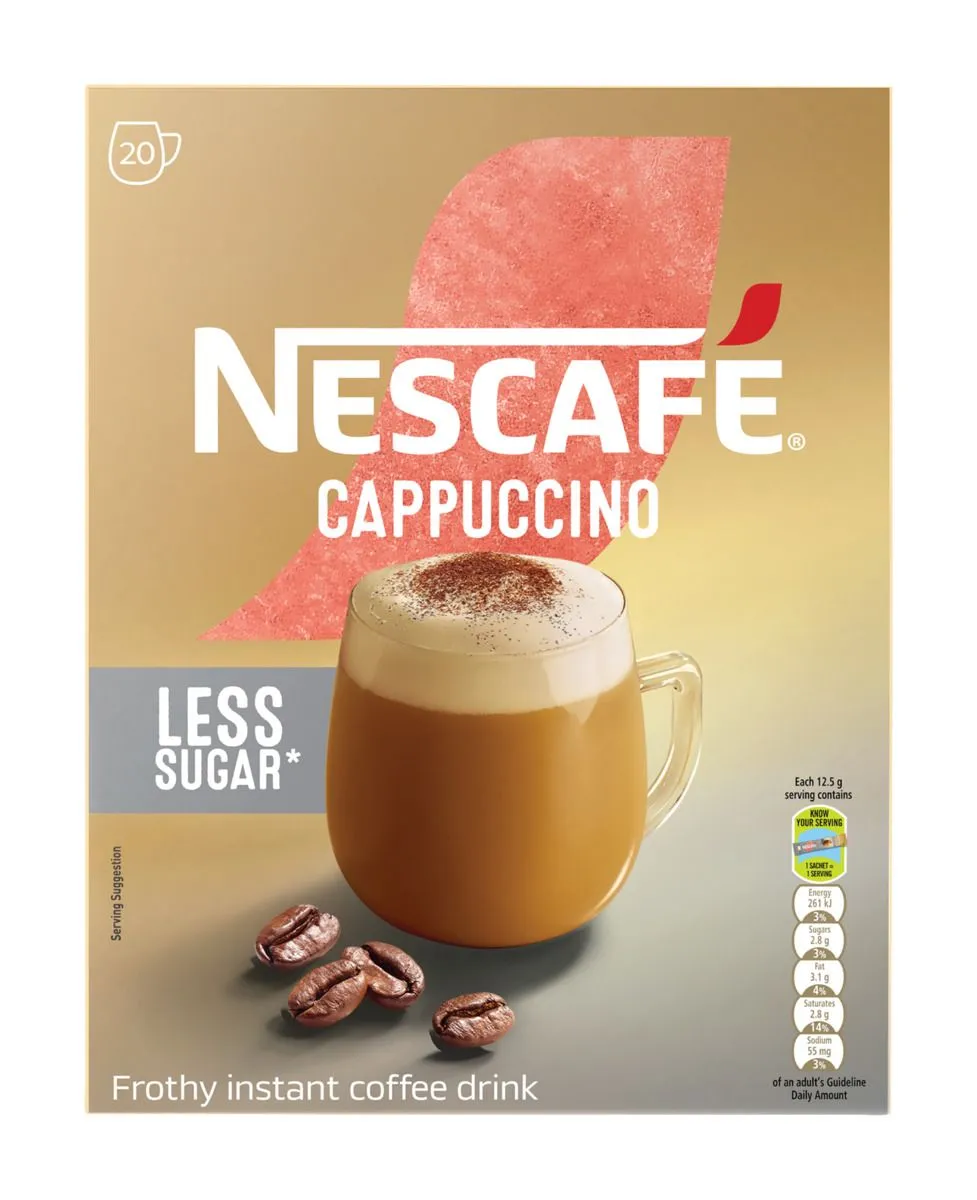 NESCAFÉ Cappuccino Reduced Sugar Instant Coffee 20 pack (20x12.5g)